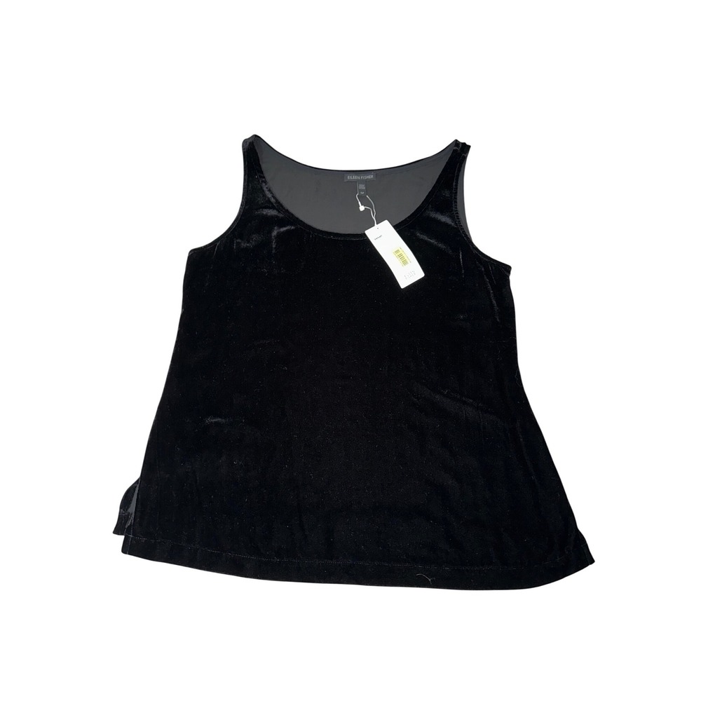 Eileen Fisher Velvet Scoop Neck Tank Black Small NWT